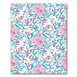 Whimsical Pink Roses Teal Floral Area Rug