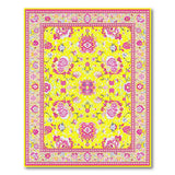 Vibrant Yellow Field Pink Floral Persian Rug
