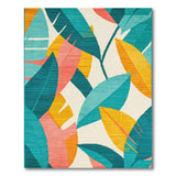ODIKA Washable Tropical Leaf Pattern Low Pile Non-Slip Area Rug