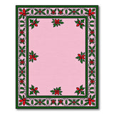 Pink Poinsettia Holly Border Area Rug