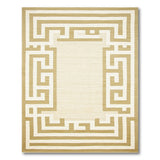 Cream Gold Greek Key Border Area Rug