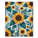 Vibrant Yellow Sunflower Teal Leaves Area Rug