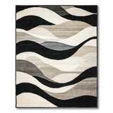 Abstract Area Abstract Wave Black White Area Rug