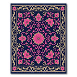 Navy Pink Persian Floral Area Rug