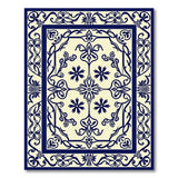 Traditional Persian Blue and Teal Navy Blue Ornate Floral Medallion Rug