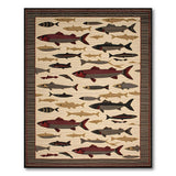 Red Salmon Fish Heritage Tribal Rug