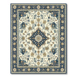 Blue and Teal Navy Persian Floral Medallion Area Rug