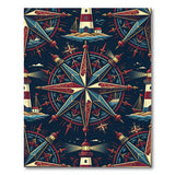 Nautical Compass Lighthouse Area Rug