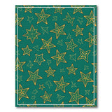 Whimsical Golden Stars on Teal Green Area Rug