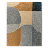 Geometric Abstract Circles Area Rug in Grey Orange