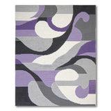 Geometric Modern Purple Grey Abstract Wave Area Rug