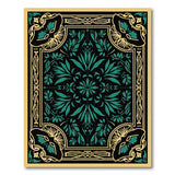 Teal Art Nouveau Floral Area Rug