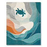 Teal Sea Turtle Abstract Wave Area Rug