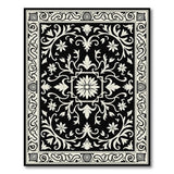 Elegant Black White Floral Medallion Rug