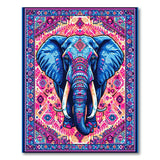 Majestic Blue Elephant Heritage Tribal Rug