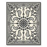 Ornate Black White Persian Medallion No. 12 Rug