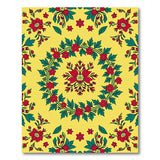 Red Floral Wreath Yellow Area Rug
