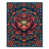 Ornate Red Lotus Mandala Area Rug