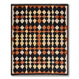 Black Orange Geometric Diamond Area Rug