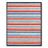 Bold Red White Blue Striped Woven Area Rug