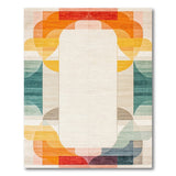 Geometric Modern Vibrant Curved Geometric Multi-Color Area Rug