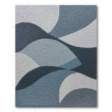 Blue Teal Abstract Wave Geometric Rug