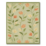 Sage Green Orange Floral Area Rug