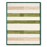 Green Striped Geometric Modern Area Rug