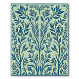 Teal Foliage and Bird Floral Area Rug