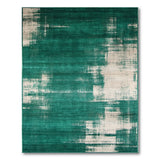 Emerald Green Abstract Brushstroke Area Rug