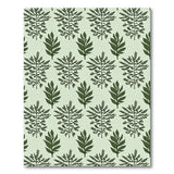 Green Mint Green Fern Leaf Pattern Area Rug