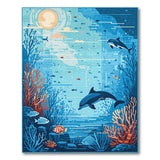 Serene Dolphin Ocean Coral Reef Area Rug