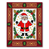 Festive Santa Claus Christmas Area Rug with Holly
