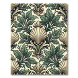Ornate Green Seashell Baroque Area Rug