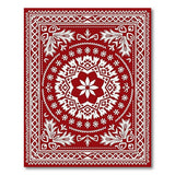 Red Traditional Persian Area Rug with White Intricate Motifs