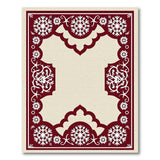 Ornate Red Snowflake Border Area Rug