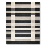 Modern Black White Striped Geometric Area Rug
