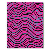 Vibrant Pink Teal Wave Abstract Area Rug