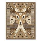 Brown and Tan Tribal Deer Head Geometric Area Rug