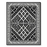 Ornate Black White Persian Diamond Area Rug