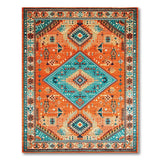 Southwestern Terracotta Teal Southwestern Geometric Area Rug