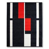 Bold Red Geometric Black White Area Rug