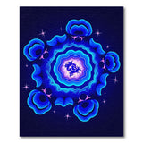 Neon Blue Fractal Dragon Mandala Rug
