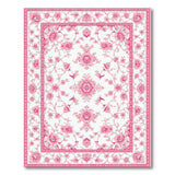 Pink Chinoiserie Floral Area Rug with Birds