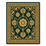 Ornate Gold Sunflower Emerald Green Area Rug