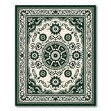 Green Ornate Green Floral Medallion Persian Rug