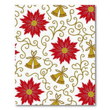Festive Red Poinsettia and Gold Bells Area Rug