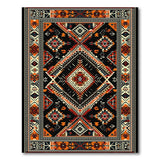 Southwestern Black Orange Geometric Diamond Rug