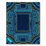 Futuristic Neon Circuit Geometric Area Rug