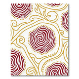 Red Spiral Floral Area Rug with Gold Accents